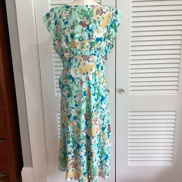 Sundance Floral Midi Dress100% Silk Size P14 In Pastel Green & Multicolor Print - Picture 16 of 16